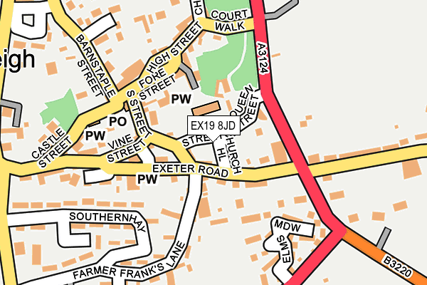 EX19 8JD map - OS OpenMap – Local (Ordnance Survey)