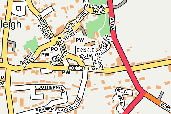 EX19 8JE map - OS OpenMap – Local (Ordnance Survey)