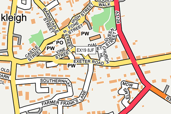 EX19 8JF map - OS OpenMap – Local (Ordnance Survey)