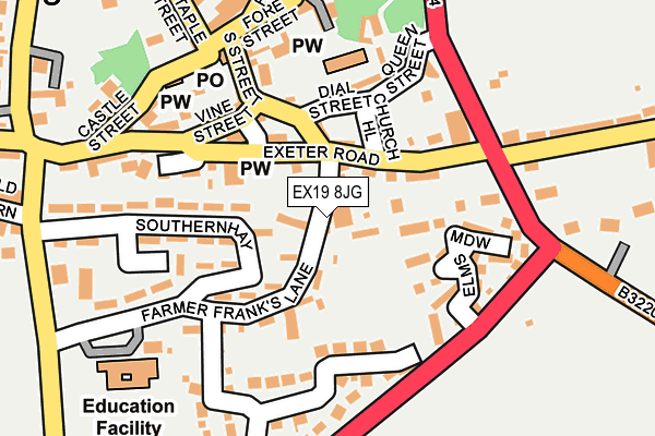 EX19 8JG map - OS OpenMap – Local (Ordnance Survey)