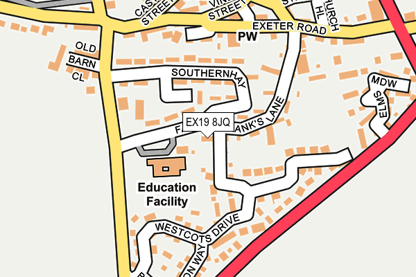 EX19 8JQ map - OS OpenMap – Local (Ordnance Survey)