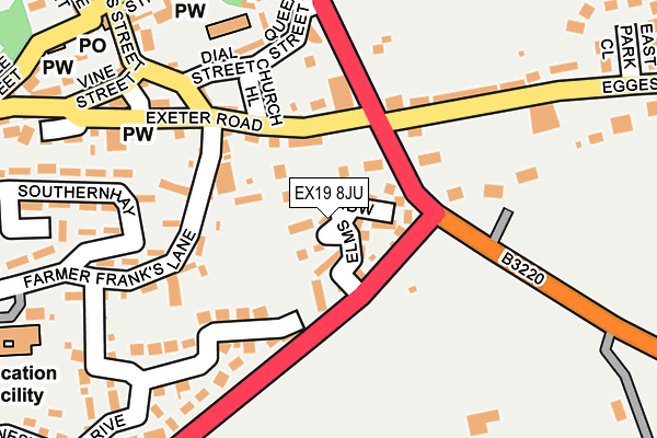 EX19 8JU map - OS OpenMap – Local (Ordnance Survey)