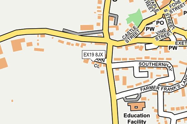EX19 8JX map - OS OpenMap – Local (Ordnance Survey)