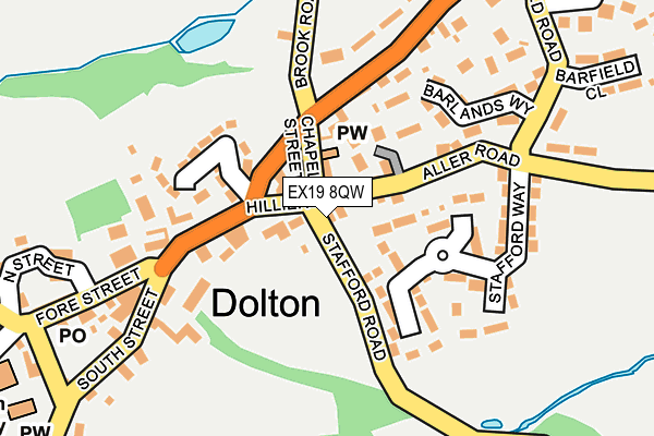 EX19 8QW map - OS OpenMap – Local (Ordnance Survey)