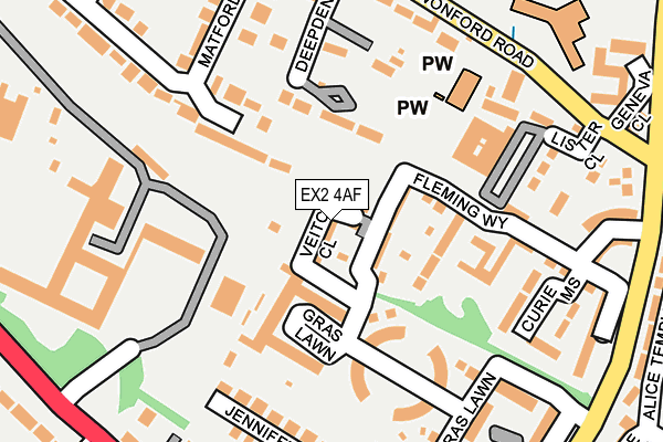 EX2 4AF map - OS OpenMap – Local (Ordnance Survey)
