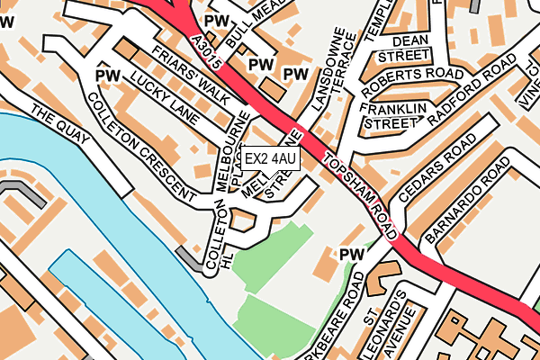 EX2 4AU map - OS OpenMap – Local (Ordnance Survey)