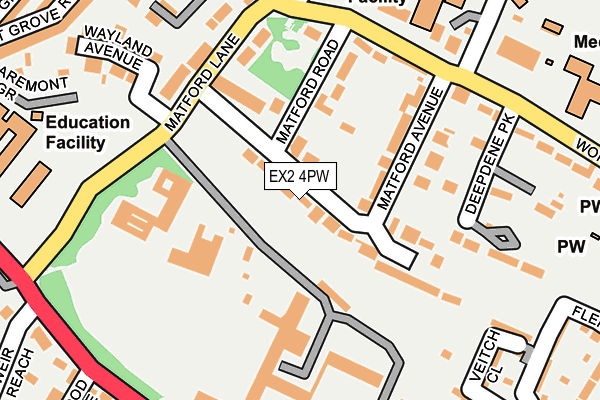 EX2 4PW map - OS OpenMap – Local (Ordnance Survey)