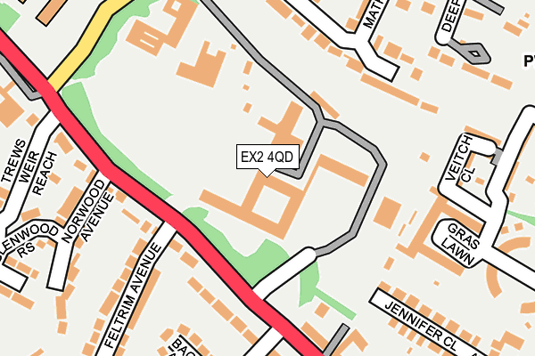 EX2 4QD map - OS OpenMap – Local (Ordnance Survey)