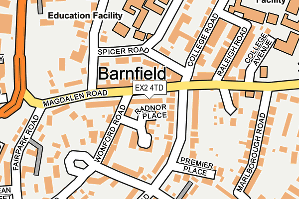 EX2 4TD map - OS OpenMap – Local (Ordnance Survey)