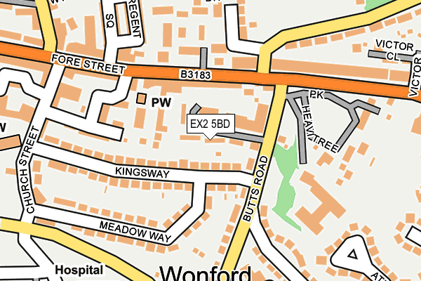 EX2 5BD map - OS OpenMap – Local (Ordnance Survey)