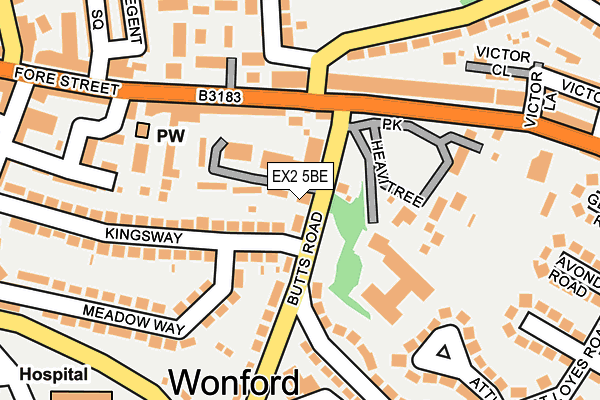 EX2 5BE map - OS OpenMap – Local (Ordnance Survey)