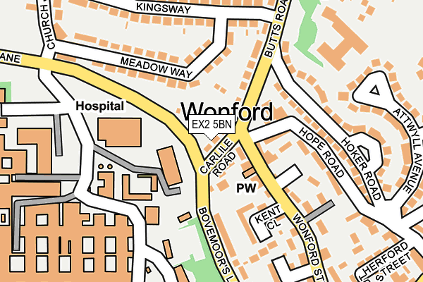 EX2 5BN map - OS OpenMap – Local (Ordnance Survey)