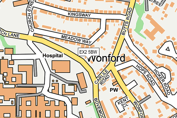 EX2 5BW map - OS OpenMap – Local (Ordnance Survey)