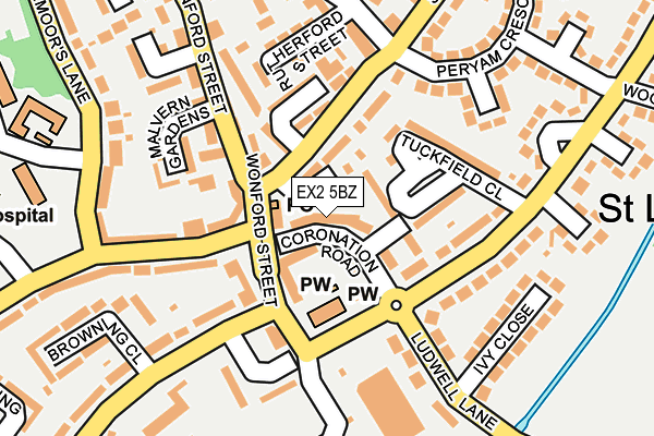 EX2 5BZ map - OS OpenMap – Local (Ordnance Survey)