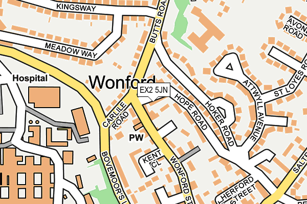 EX2 5JN map - OS OpenMap – Local (Ordnance Survey)