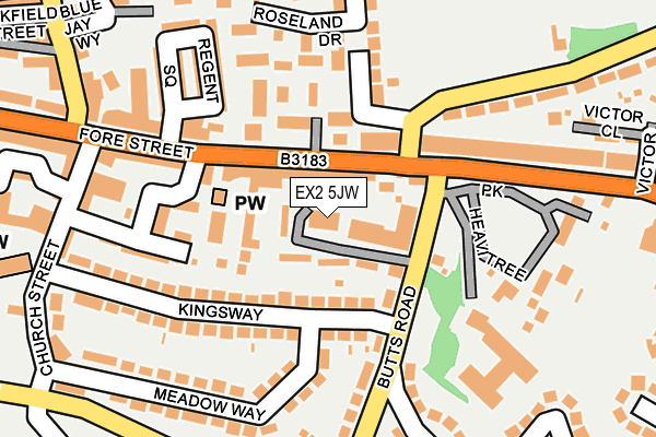 EX2 5JW map - OS OpenMap – Local (Ordnance Survey)