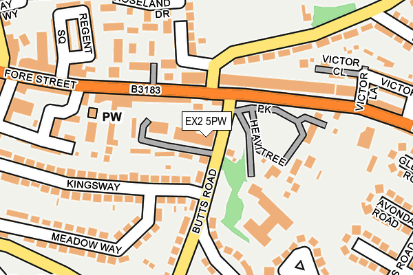 EX2 5PW map - OS OpenMap – Local (Ordnance Survey)