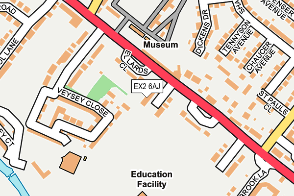 EX2 6AJ map - OS OpenMap – Local (Ordnance Survey)