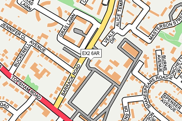 EX2 6AR map - OS OpenMap – Local (Ordnance Survey)