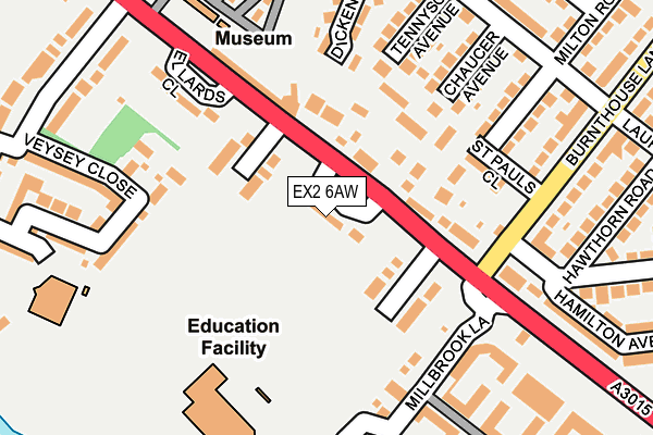 EX2 6AW map - OS OpenMap – Local (Ordnance Survey)