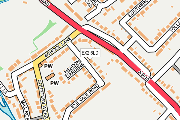 EX2 6LD map - OS OpenMap – Local (Ordnance Survey)