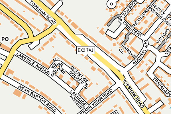 EX2 7AJ map - OS OpenMap – Local (Ordnance Survey)