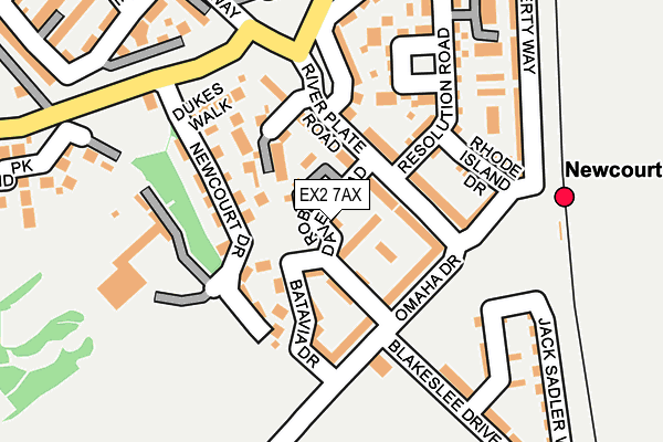 EX2 7AX map - OS OpenMap – Local (Ordnance Survey)