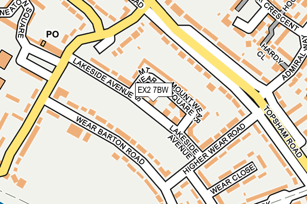 EX2 7BW map - OS OpenMap – Local (Ordnance Survey)