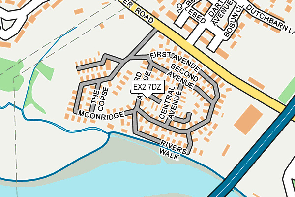 EX2 7DZ map - OS OpenMap – Local (Ordnance Survey)