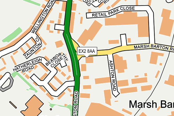 EX2 8AA map - OS OpenMap – Local (Ordnance Survey)