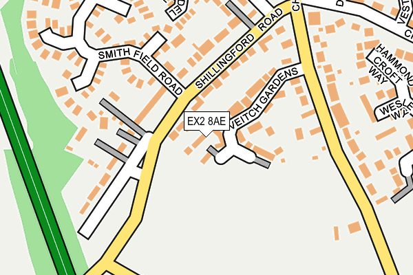 EX2 8AE map - OS OpenMap – Local (Ordnance Survey)