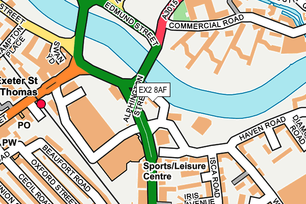 EX2 8AF map - OS OpenMap – Local (Ordnance Survey)