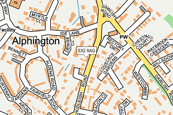 EX2 8AQ map - OS OpenMap – Local (Ordnance Survey)