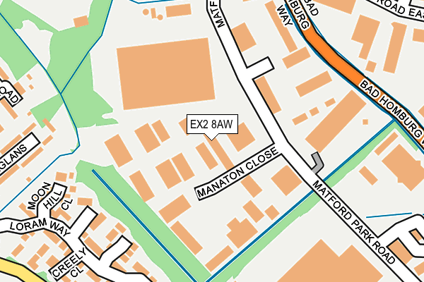 EX2 8AW map - OS OpenMap – Local (Ordnance Survey)