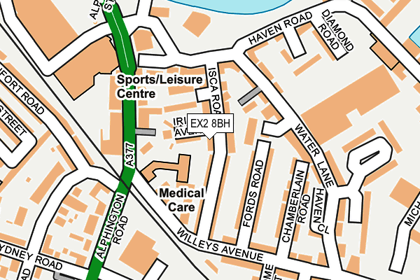 EX2 8BH map - OS OpenMap – Local (Ordnance Survey)