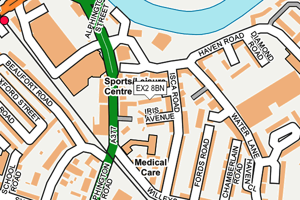 EX2 8BN map - OS OpenMap – Local (Ordnance Survey)