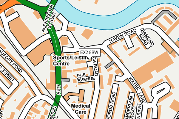 EX2 8BW map - OS OpenMap – Local (Ordnance Survey)