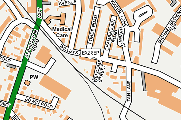 EX2 8EP map - OS OpenMap – Local (Ordnance Survey)