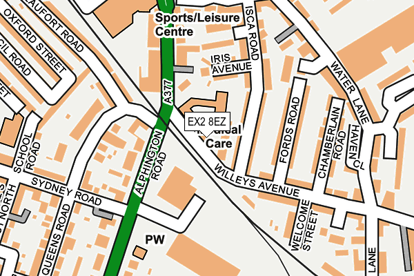 EX2 8EZ map - OS OpenMap – Local (Ordnance Survey)