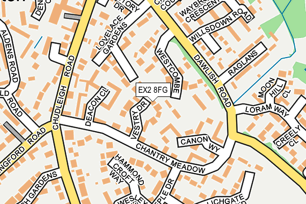 EX2 8FG map - OS OpenMap – Local (Ordnance Survey)