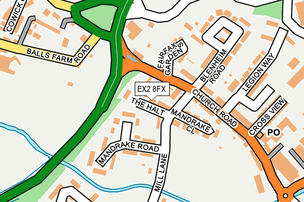 EX2 8FX map - OS OpenMap – Local (Ordnance Survey)