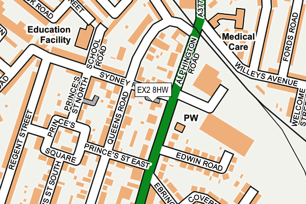 EX2 8HW map - OS OpenMap – Local (Ordnance Survey)