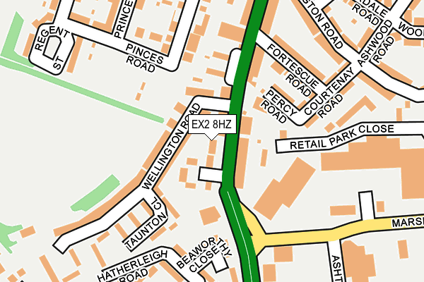 EX2 8HZ map - OS OpenMap – Local (Ordnance Survey)