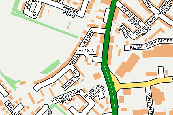 EX2 8JA map - OS OpenMap – Local (Ordnance Survey)