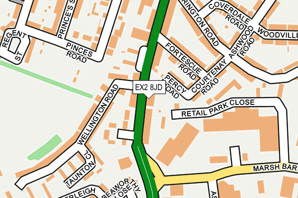 EX2 8JD map - OS OpenMap – Local (Ordnance Survey)