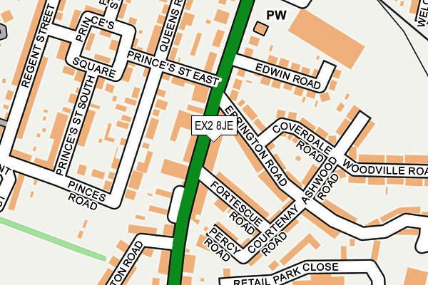 EX2 8JE map - OS OpenMap – Local (Ordnance Survey)