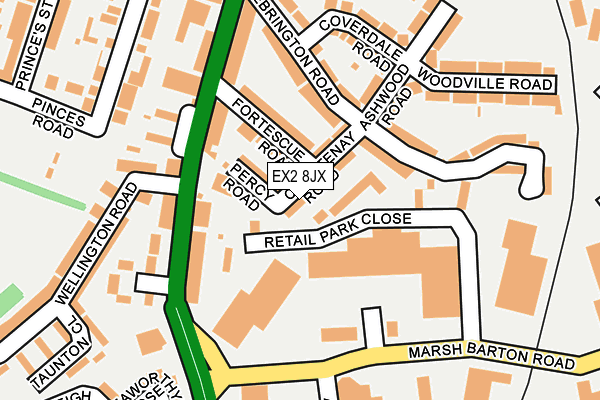 EX2 8JX map - OS OpenMap – Local (Ordnance Survey)