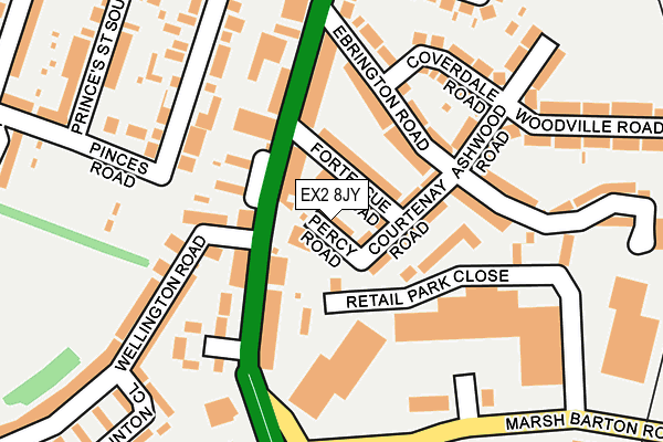 EX2 8JY map - OS OpenMap – Local (Ordnance Survey)