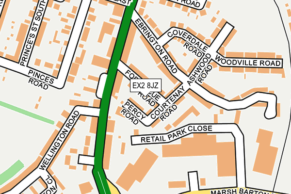 EX2 8JZ map - OS OpenMap – Local (Ordnance Survey)