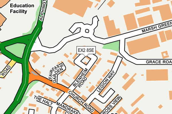 EX2 8SE map - OS OpenMap – Local (Ordnance Survey)